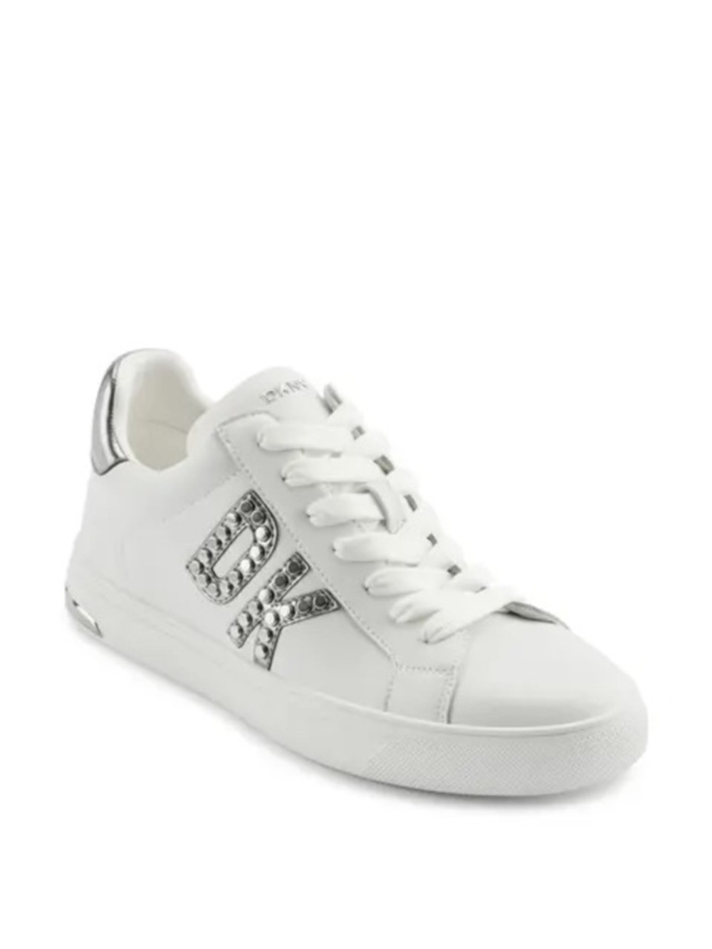 DKNY Abeni Sneakers Logo Detail Lace Up White Silver - Size 8